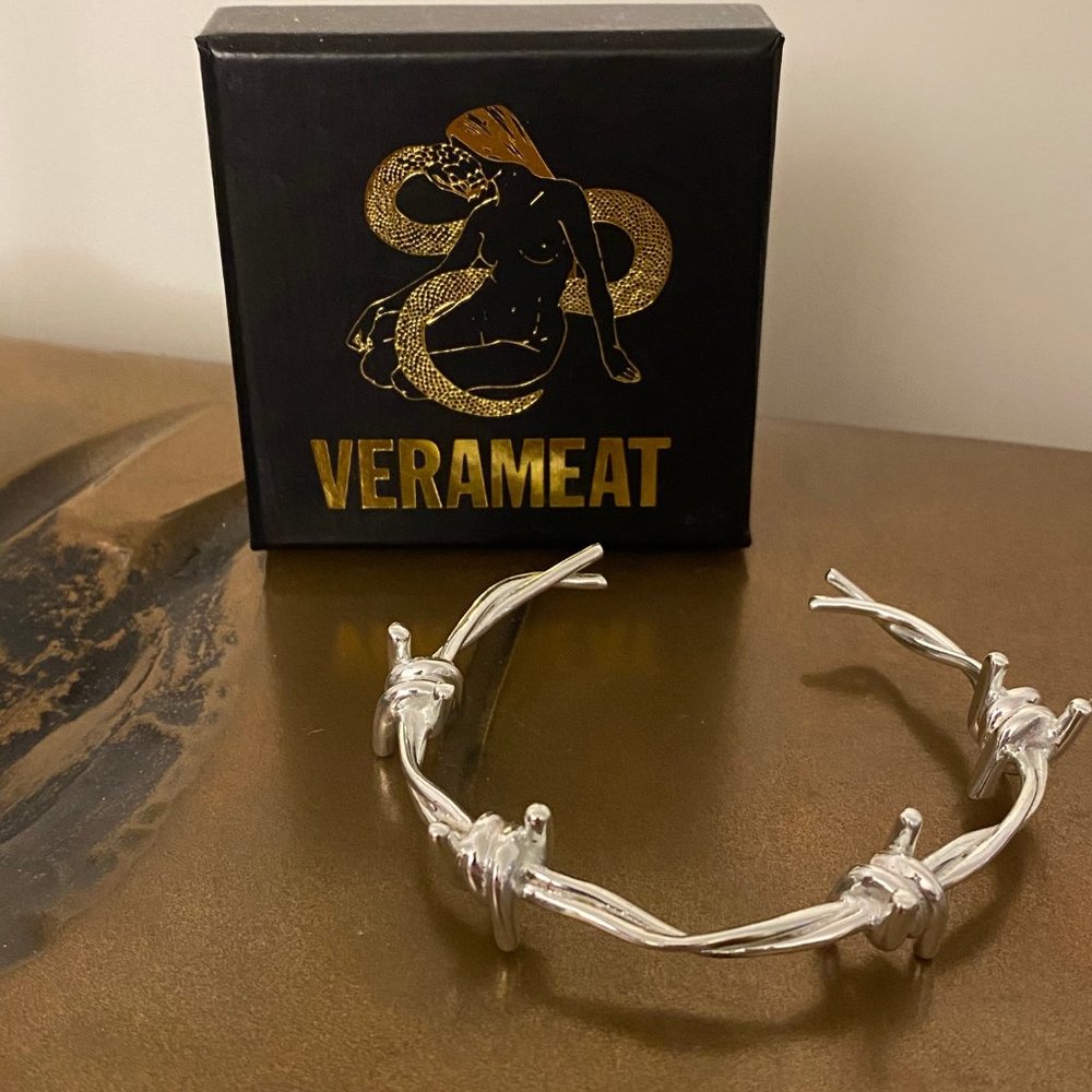 VERAMEAT Sterling Silver Barbed Wire Bracelet Cuff